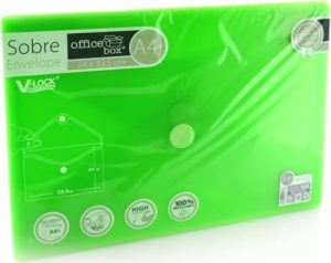 PAQ/10 CARPETA SOBRE A4+ V-LOCK 240X335 VELCRO VERDE