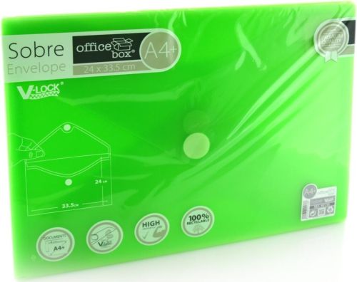 PAQ/10 CARPETA SOBRE A4+ V-LOCK 240X335 VELCRO VERDE