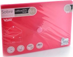 PAQ/10 CARPETA SOBRE A4+ V-LOCK 240X335 MM VELCRO ROJO