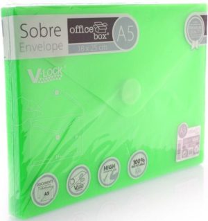 PAQ/10 SOBRE A5 V-LOCK 180X250 MM VELCRO COLOR VERDE