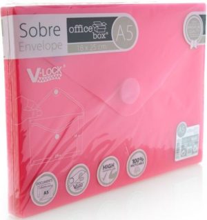 PAQ/10 SOBRE A5 V-LOCK 180X250 MM VELCRO COLOR ROJO