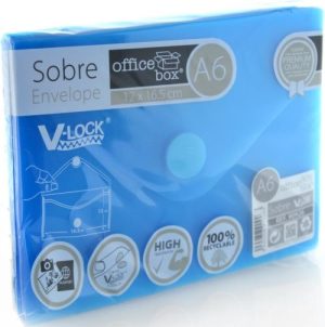 PAQ/10 SOBRE A6 V-LOCK 120X160 MM VELCRO COLOR AZUL