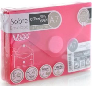 PAQ/10 SOBRE A7 V-LOCK 85X120 MM VELCRO COLOR ROJO