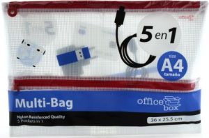 BOLSA MULTIUSOS 36X25,5CM A4 5 BOLSILLOS CREMALLER