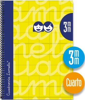 CUADERNO ESPIRAL 4º 80H 90G 3MM AMARILLO CUADROVIA EXTRADUR