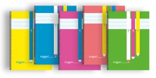 Paq/5 cuaderno espiral fº 80h 90g 4mm cuadrovia polipropíleno colores surtidos eriggan
