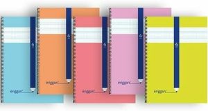 PAQ/5 CUADERNO ESPIRAL Fº 80H 90G 5MM CUADROVIA PP ERIGGAN