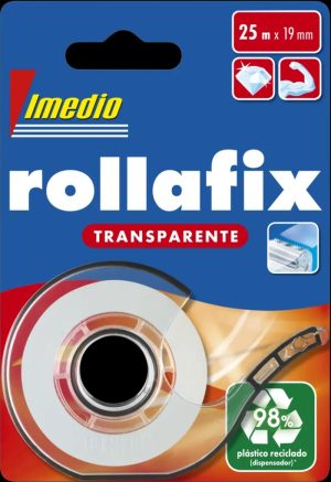 Dispensador cinta adhesiva rollafix transparente 19mmx25m