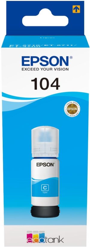 CARTUCHO TINTA ORIGINAL EPSON CIAN Nº104 ECOTANK C13T00P240
