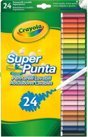 ESTUCHE 24 ROTULADORES SUPER LAVABLES PUNTA FINA CRAYOLA