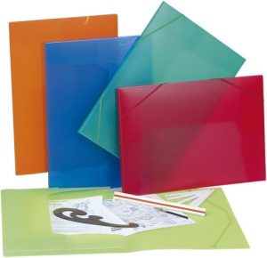 PAQ/5 CARPETAS DIBUJO A3 GOMAS Y SOLAPAS POLIPROP. COL.SURT