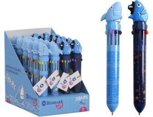 EXP 24 BOLIGRAFOS 10 COLORES TIBURON