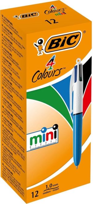 C/12 BOLIGRAFOS 4 COLORES MINI PUNTA 1MM