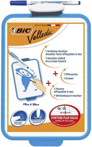 Pizarra blanca velleda 19x26 cm. incluye rotulador y borrador