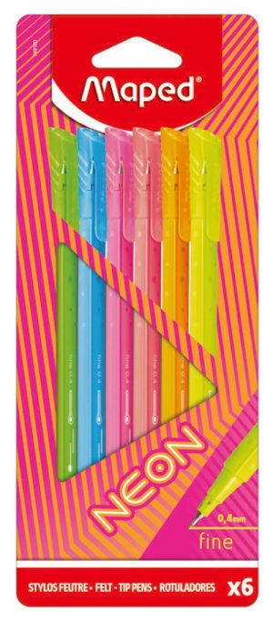 Estuche 6 rotuladores graph peps neon punta fina 0,4mm