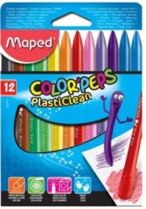ESTUCHE 12 CERAS PLASTICLEAN COLORES SURTIDOS MAPED