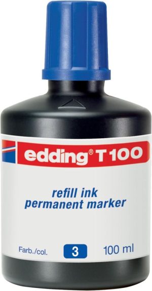Bote de tinta rotulador edding t-100 100ml azul