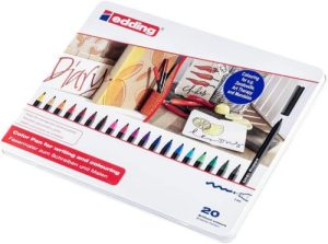 Caja metálica 20 rotuladores Edding 1300 colores surtidos
