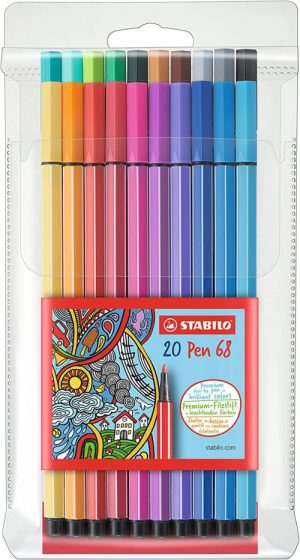 Estuche 20 colores surtidos stabilo pen 68 punta media
