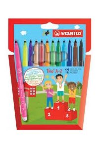 Estuche 12 rotuladores stabilo trio a-z colores surtidos
