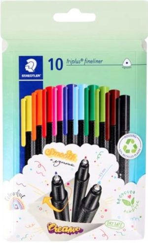 Estuche 10 rotuladores triplus fineliner 334 colores surtidos