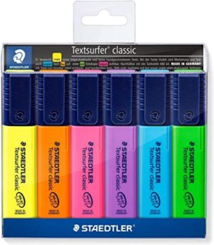 Estuche 6 marcadores textsurfer classic colores surtidos diseño happy
