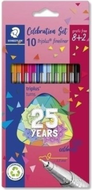 ESTUCHE 8+2 ROTULADORES COLORES TRIPLUS FINELINER 334