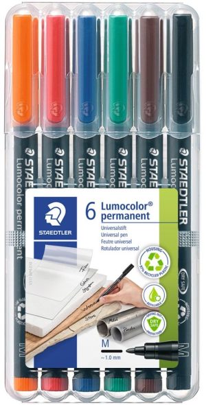 Estuche 6 rotuladores lumocolor 317 punta m colores surtidos