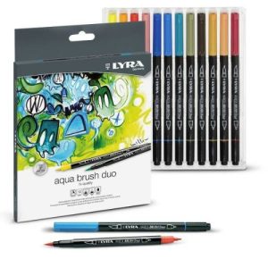 Estuche 12 rotuladores acuarelables lyra aqua brush duo colores surtidos