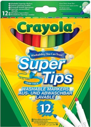 ESTUCHE 12 ROTULADORES SUPER PUNTA LAVABLES CRAYOLA