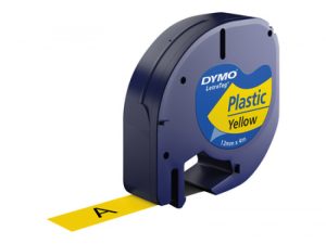 CINTA DYMO LETRATAG PLASTICO NEGRO/AMARILLO 12MMX4M.
