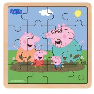 Peppa pig barro puzzle de madera 16 piezas
