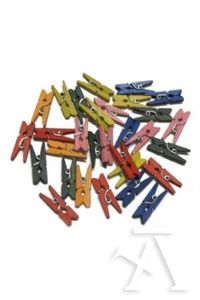 Paq/30 pinzas madera colores surtidos