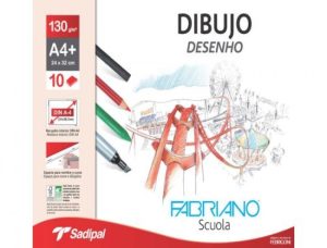 Bloc dibujo fabriano espiral a4+ 20h 130g. con recuadro microperforado
