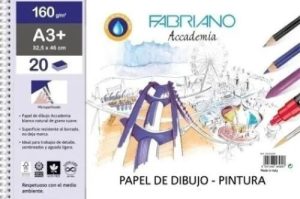 Bloc dibujo espiral tempera-acuarela a3+ 20h 160g. microperforado fabriano