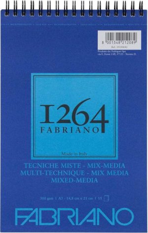 Bloc espiral fabriano 1264 mix-media a5 15h 300g