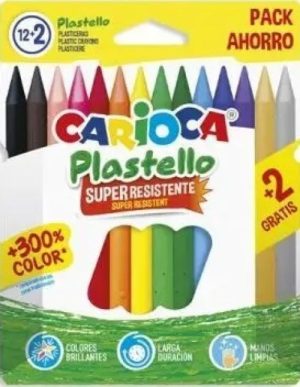 ESTUCHE 12+2 PLASTICERAS CARIOCACOLOR PLASTELLO