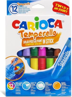 Estuche 12 colores tempera solida temperello 10g colores surtidos