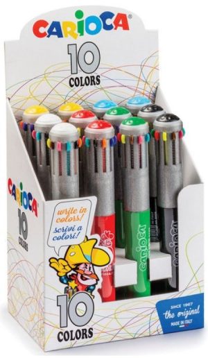 EXPOSITOR 12 BOLIGRAFOS DE 10 COLORES AUTOMATICO