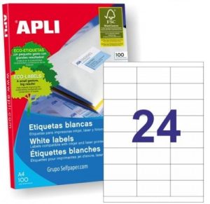 C/100 HOJAS ETIQUETAS FT/IM 70X35 APLI CANTOS RECTOS