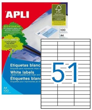 C/100 HOJAS ETIQUETAS FT/IM 70X16,9MM CANTOS RECTOS