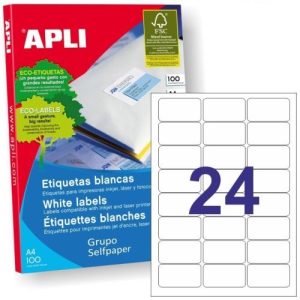 C/100 HOJAS ETIQUETAS FT/IM 64X33,9 APLI CANTOS ROMOS