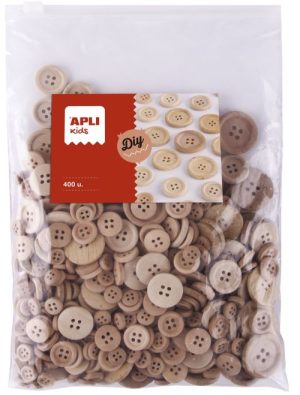 BOLSA 400 BOTONES DE MADERA NATURAL