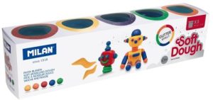 Estuche 5 bote 142g pasta blanda soft dough colores glitter