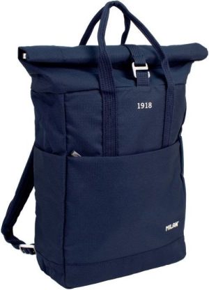 MOCHILA CON CIERRE SUPERIOR ENROLLABLE SERIE 1918 AZUL MAR.