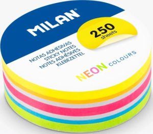 Notas adhesivas removibles 250h. circulares colores neón 6,7cm diametro