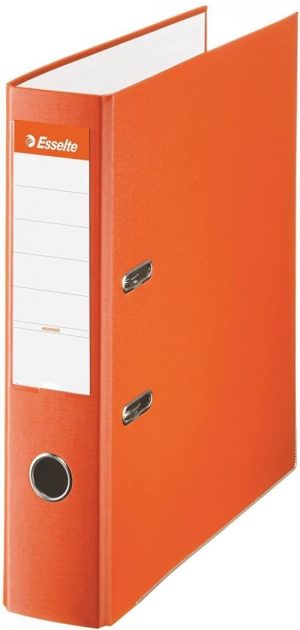 Archivador palanca folio lomo 75mm cartón forrado plastico color naranja