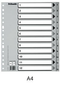 Bolsa indices numericos 1-12 a4 multitaladro polipropileno 125 micras