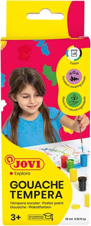 ESTUCHE 6 BOTES TEMPERA JOVI 15ML COLORES SURTIDOS