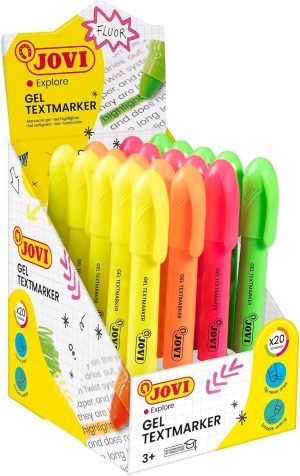 Exp 20 marcadores cera gel fluorescentes colores surtidos jovi